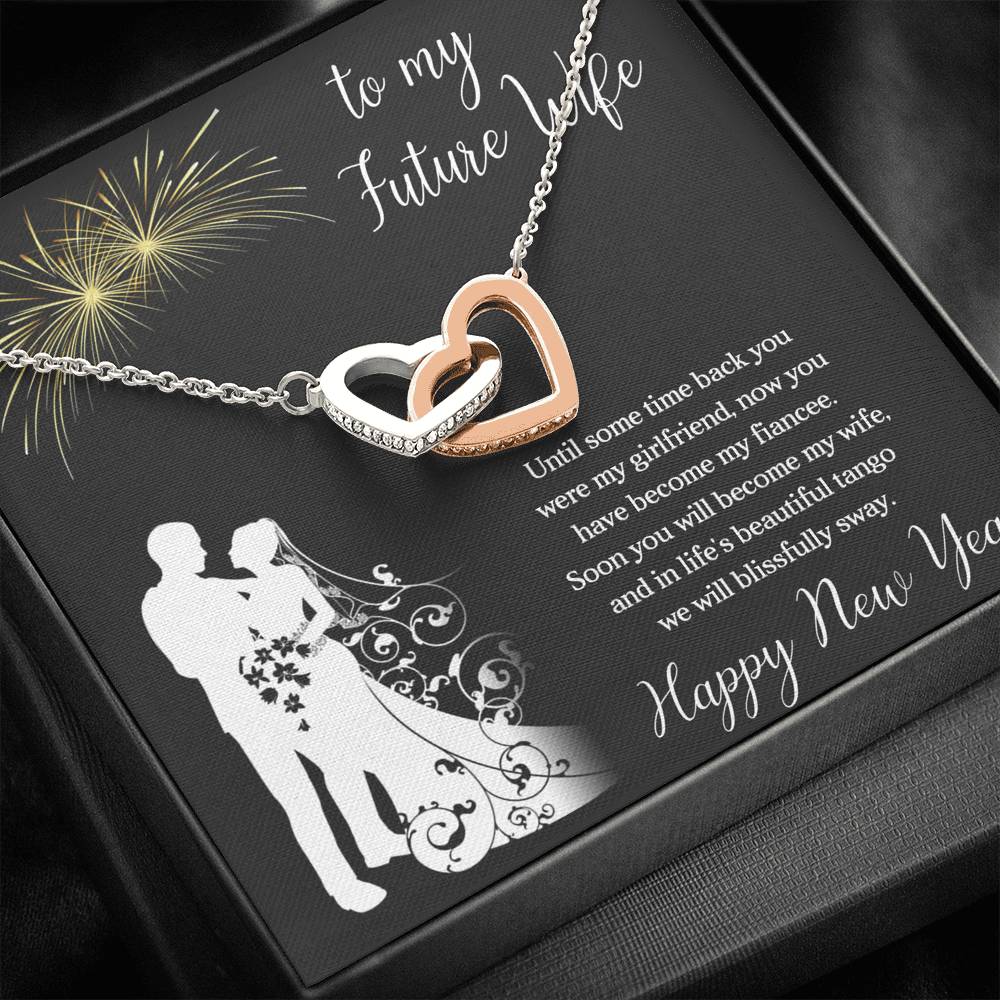 To My Future Wife Necklace for Women Personalized Birthday Anniversary Valentines Engagement Gift Interlocking Hearts Necklace with Message Card from Husband Silver Jewelry for Women