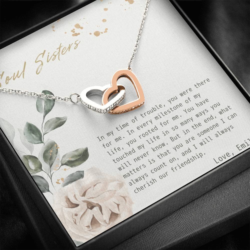 Personalized Gift For Women Birthday Wedding Engagement Gift Interlocked Heart Pendent Gift To My Soul Sister