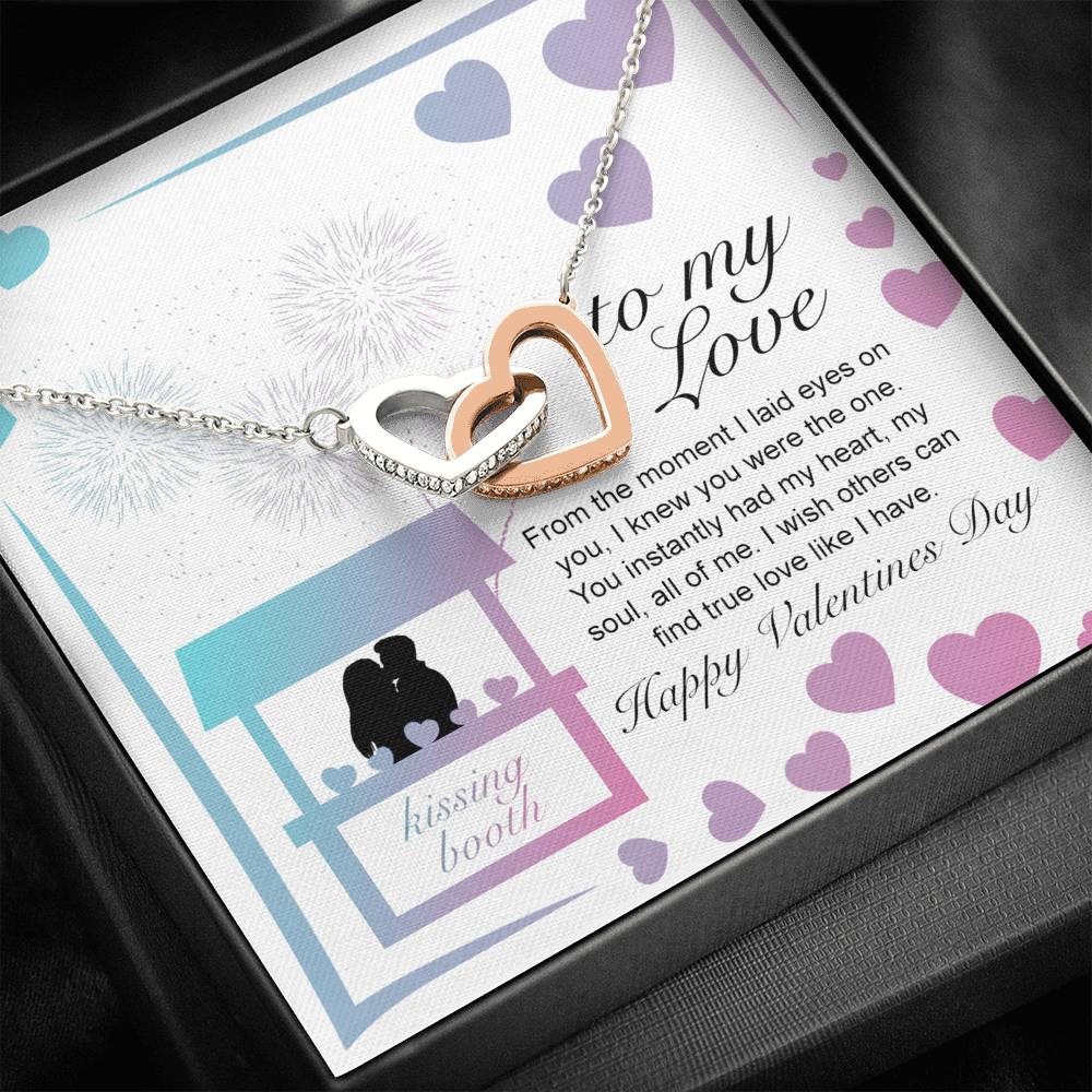 Personalized Wife Girlfriend Necklace for Her Valentines Birthday Anniversary Gift Interlocking Hearts Necklace for Women with Message Card