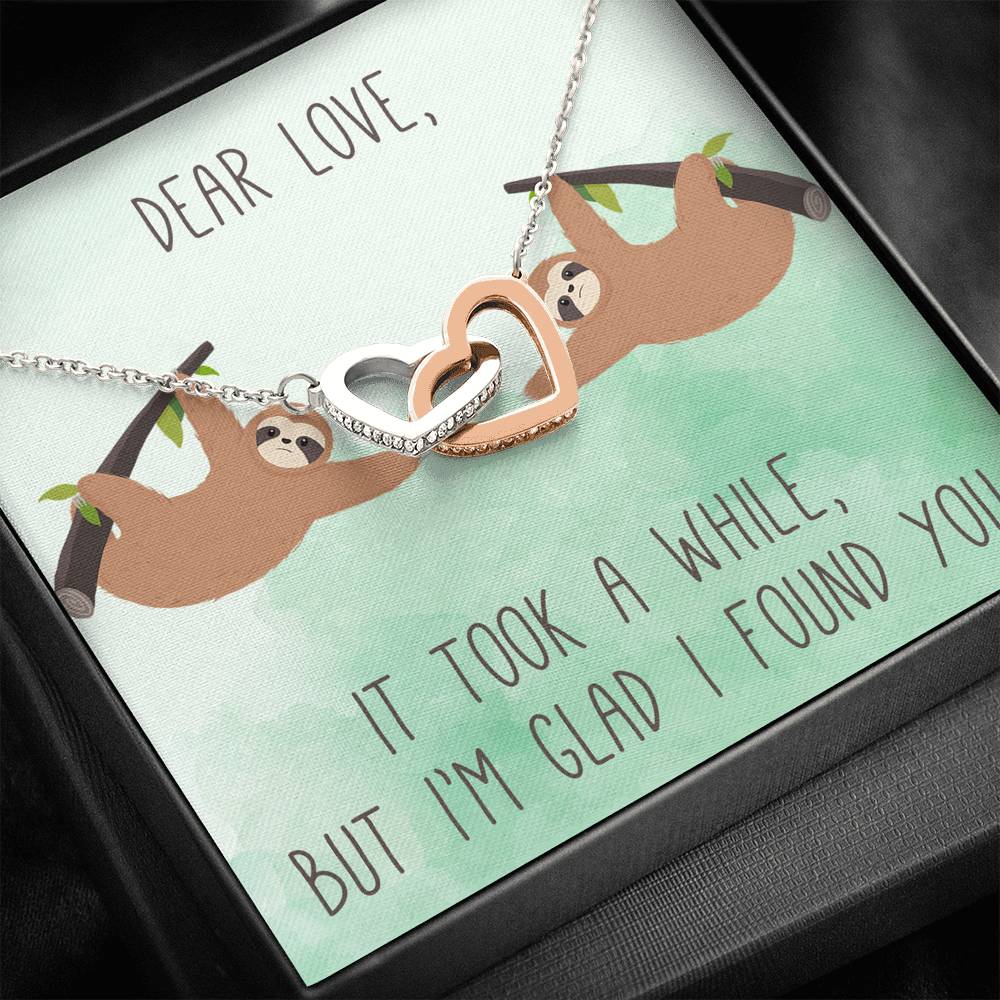 Personalized To my Wife Necklace for Her Valentines Birthday Anniversary Gift Interlocking Hearts Necklace for Women with Message Card