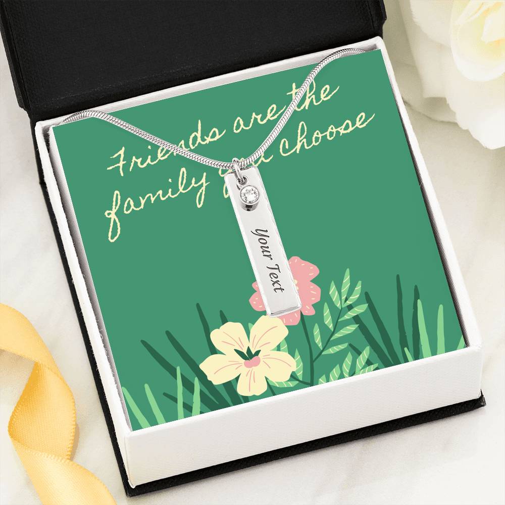Personalized Custom Engraved Name Birthstone Bar Necklace for BFF Friendship Gift For Valentines For Bestfriend Birthday For Women