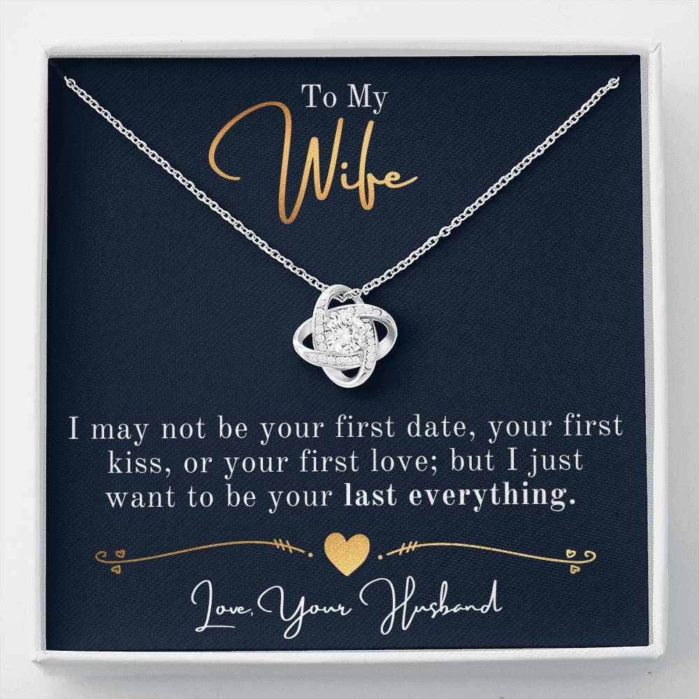 Personalized Necklace, Love Knot Necklace, Valentine Day Gift for Her, Pendant Necklace Wife, Gift for Girlfriend, Personalized Message Card