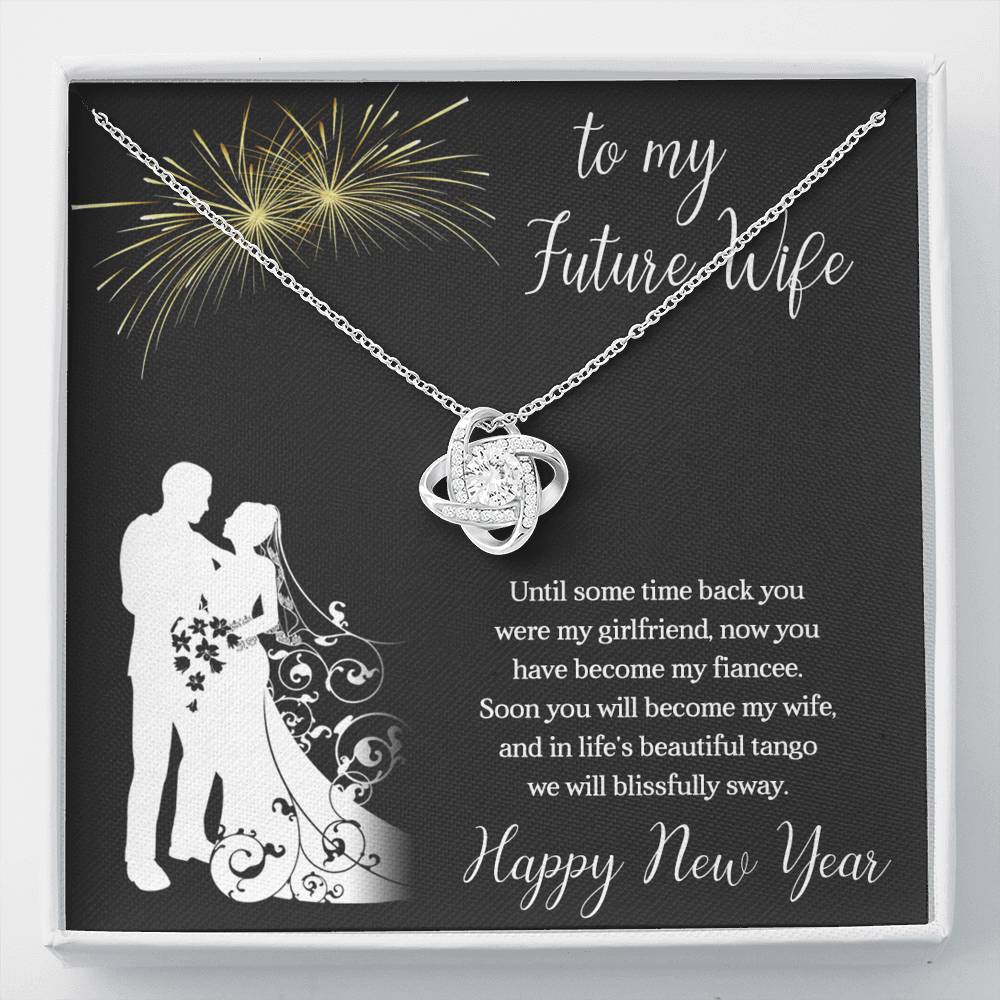 To My Future Wife Necklace for Women Personalized Birthday Anniversary Valentines Engagement Gift Love Knot Necklace with Message Card from Husband Silver Jewelry for Women