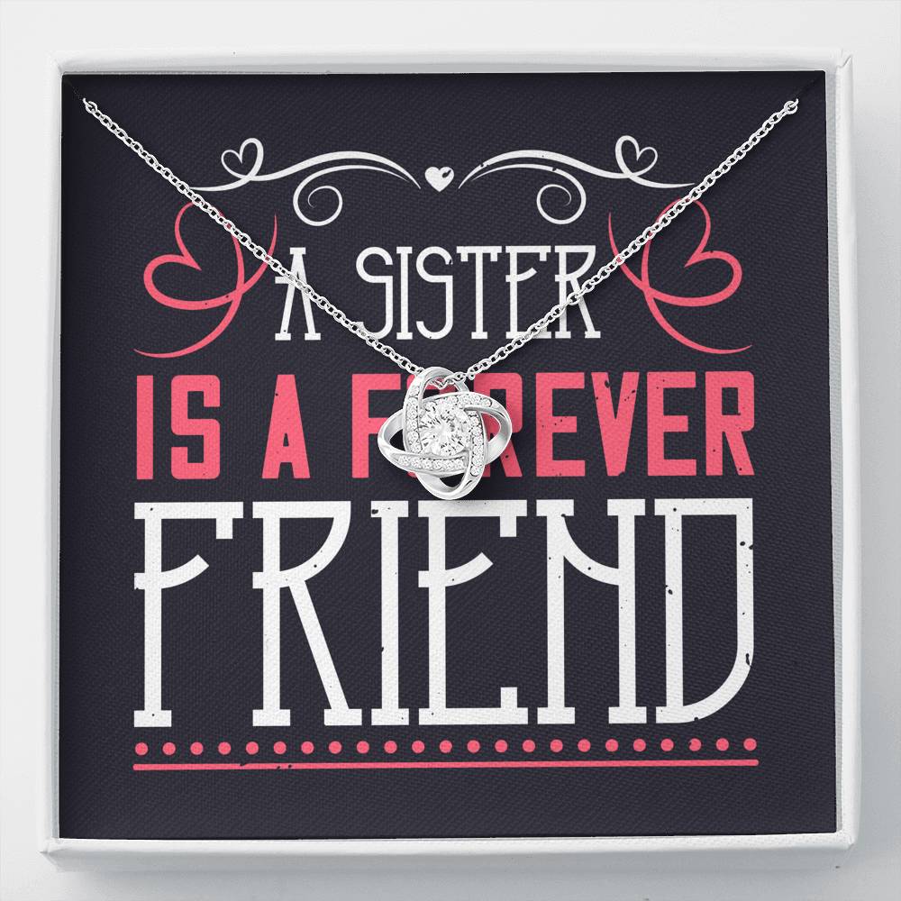 Personalized Gift Sister Necklace for Her Valentines Birthday Gift Love Knot Necklace for Women with Message Card
