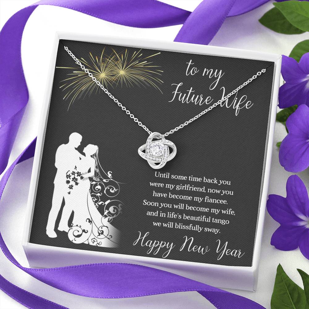 To My Future Wife Necklace for Women Personalized Birthday Anniversary Valentines Engagement Gift Love Knot Necklace with Message Card from Husband Silver Jewelry for Women