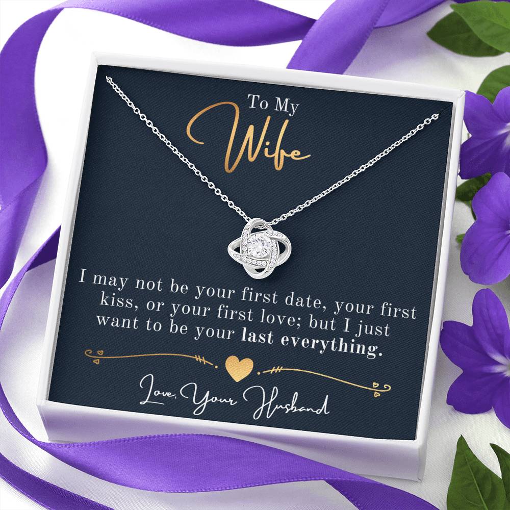 Personalized Necklace, Love Knot Necklace, Valentine Day Gift for Her, Pendant Necklace Wife, Gift for Girlfriend, Personalized Message Card