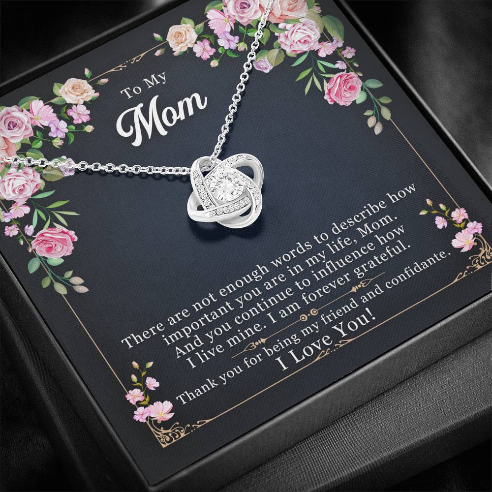 Personalized Gift To My Mom Necklace Birthday Valentines Gift to my mother Silver Jewelry for Women Love Knot Necklace with Message Card