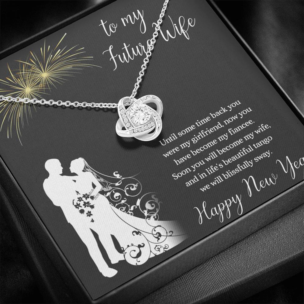 To My Future Wife Necklace for Women Personalized Birthday Anniversary Valentines Engagement Gift Love Knot Necklace with Message Card from Husband Silver Jewelry for Women