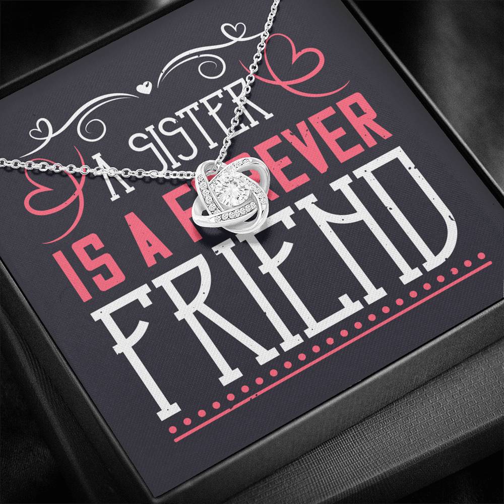 Personalized Gift Sister Necklace for Her Valentines Birthday Gift Love Knot Necklace for Women with Message Card