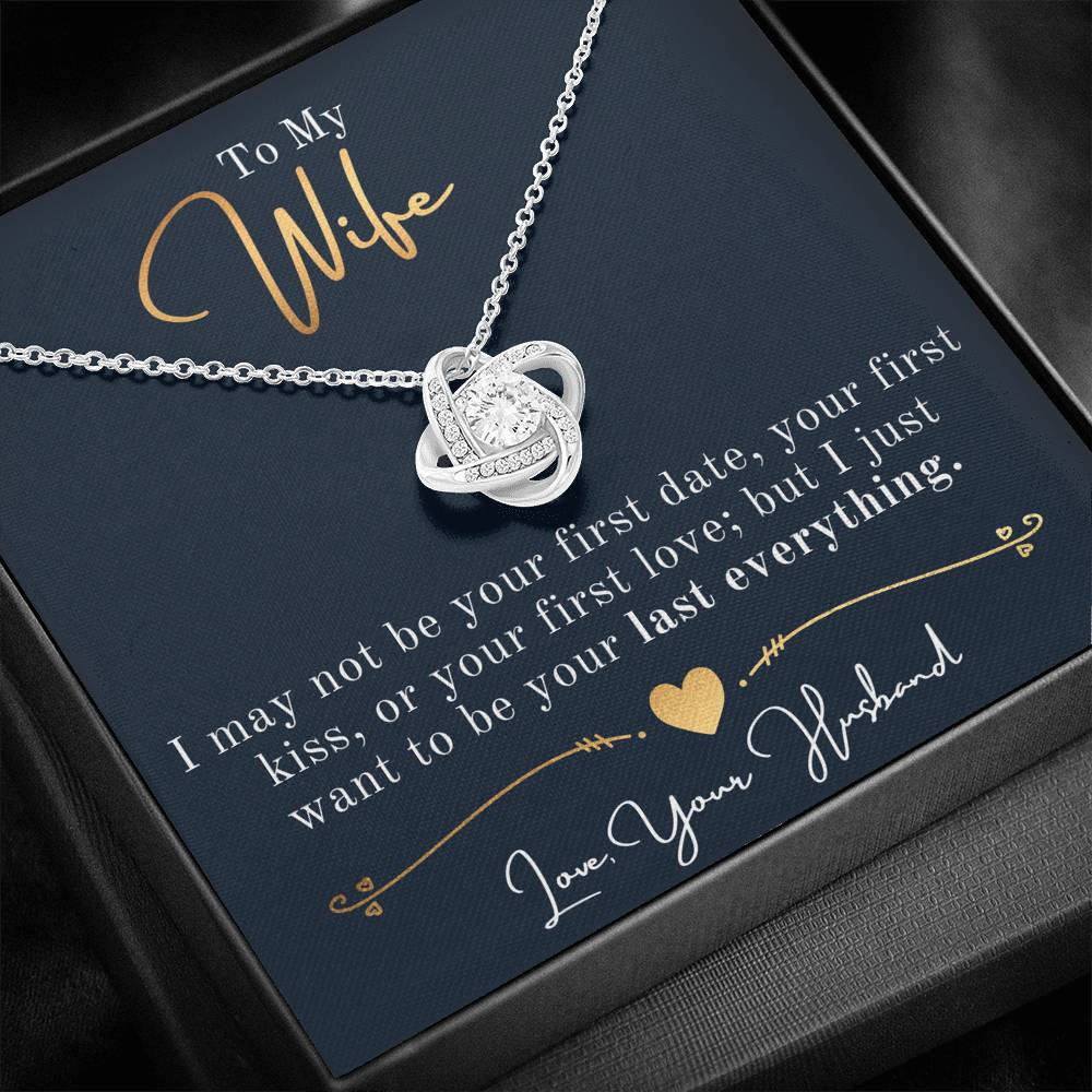 Personalized Necklace, Love Knot Necklace, Valentine Day Gift for Her, Pendant Necklace Wife, Gift for Girlfriend, Personalized Message Card
