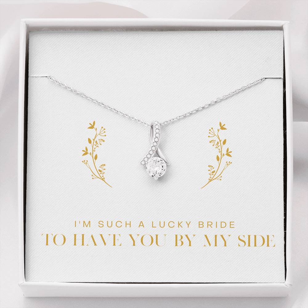 Personalized Necklace Gift To My Friend Petite Ribbon Pendent From Bride On Wedding