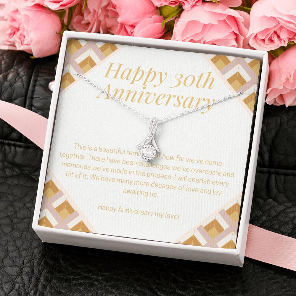 30th Wedding Anniversary Gift for Wife, Necklace for her, Message Card Gift, Gift for Spouse