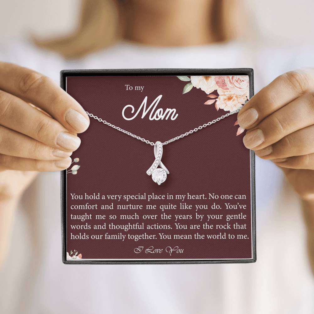 Mother's Day Petite Ribbon Necklace Gift For Mom