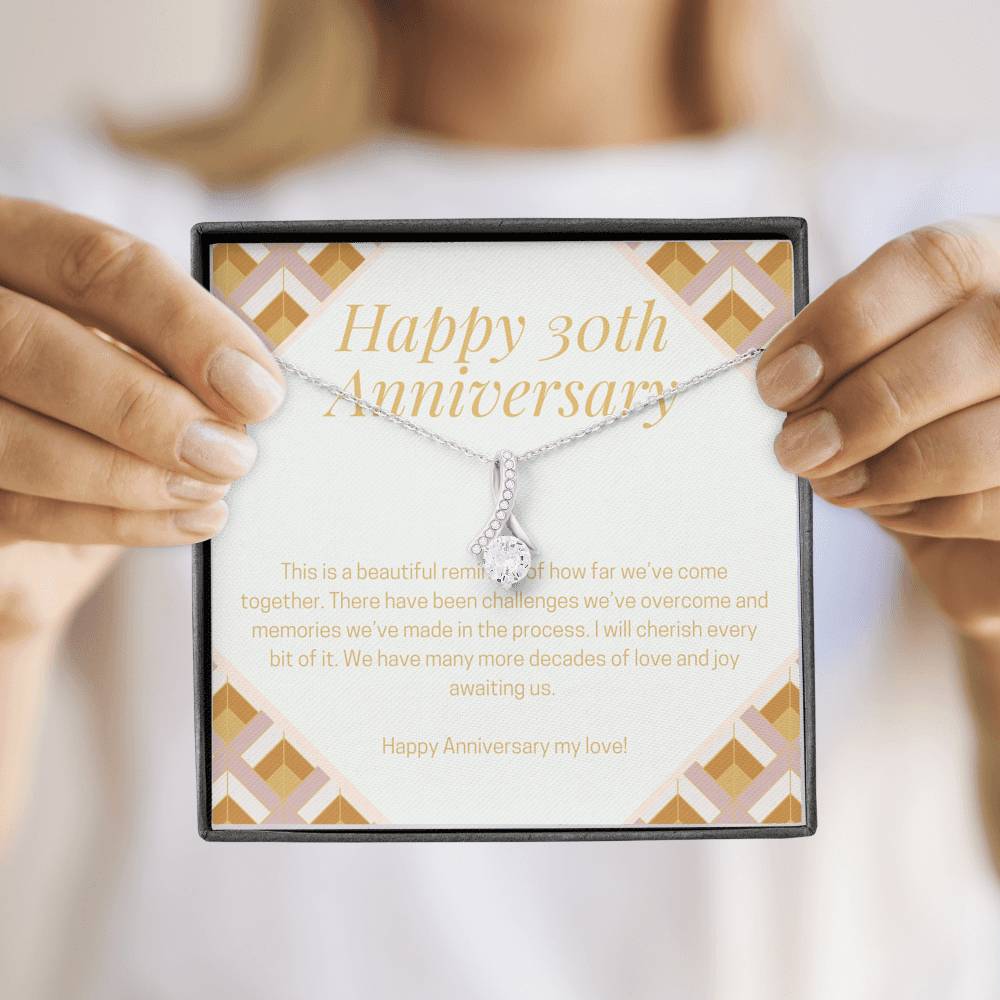 30th Wedding Anniversary Gift for Wife, Necklace for her, Message Card Gift, Gift for Spouse