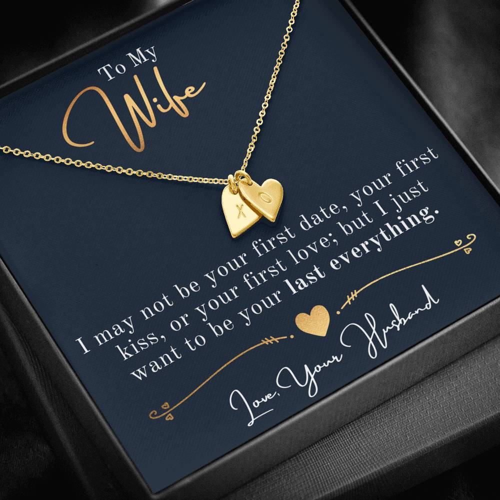 Personalize Initials Necklace, Hearts Necklace, Valentine Day Gift for Her, Pendant Necklace Wife, Gift for Girlfriend, Personalized Message Card