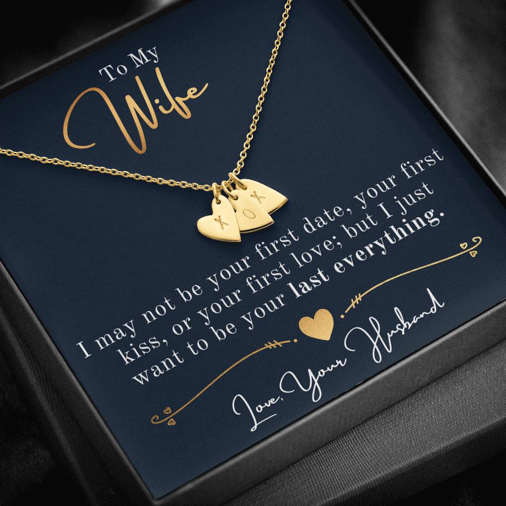 Personalize Initials Necklace, Hearts Necklace, Valentine Day Gift for Her, Pendant Necklace Wife, Gift for Girlfriend, Personalized Message Card