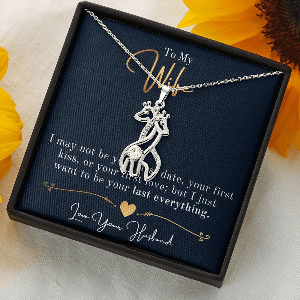 Personalized Necklace, Giraffes Necklace, Valentine Day Gift for Her, Pendant Necklace Wife, Gift for Girlfriend, Personalized Message Card
