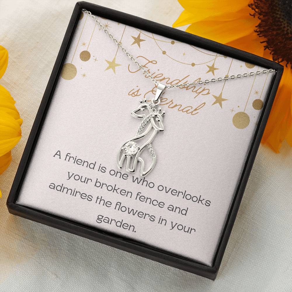 Personalized Necklace, Friendship Necklace, Giraffes Necklace, Valentine Day Gift for Her, Pendant Necklace Wife, Gift for Girlfriend, Personalized Message Card