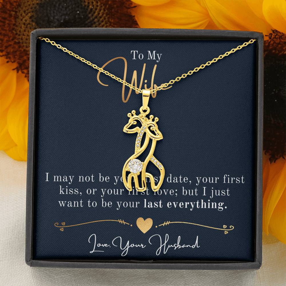Personalized Necklace, Giraffes Necklace, Valentine Day Gift for Her, Pendant Necklace Wife, Gift for Girlfriend, Personalized Message Card