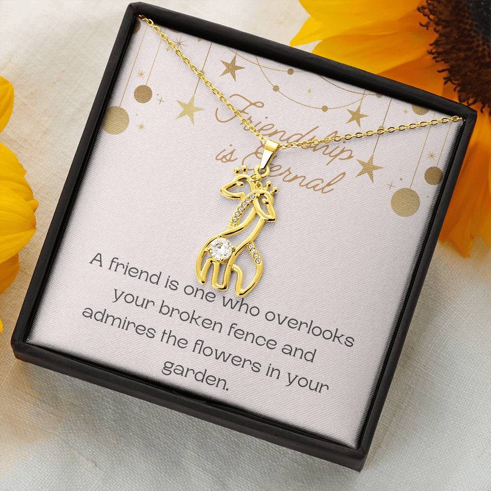 Personalized Necklace, Friendship Necklace, Giraffes Necklace, Valentine Day Gift for Her, Pendant Necklace Wife, Gift for Girlfriend, Personalized Message Card