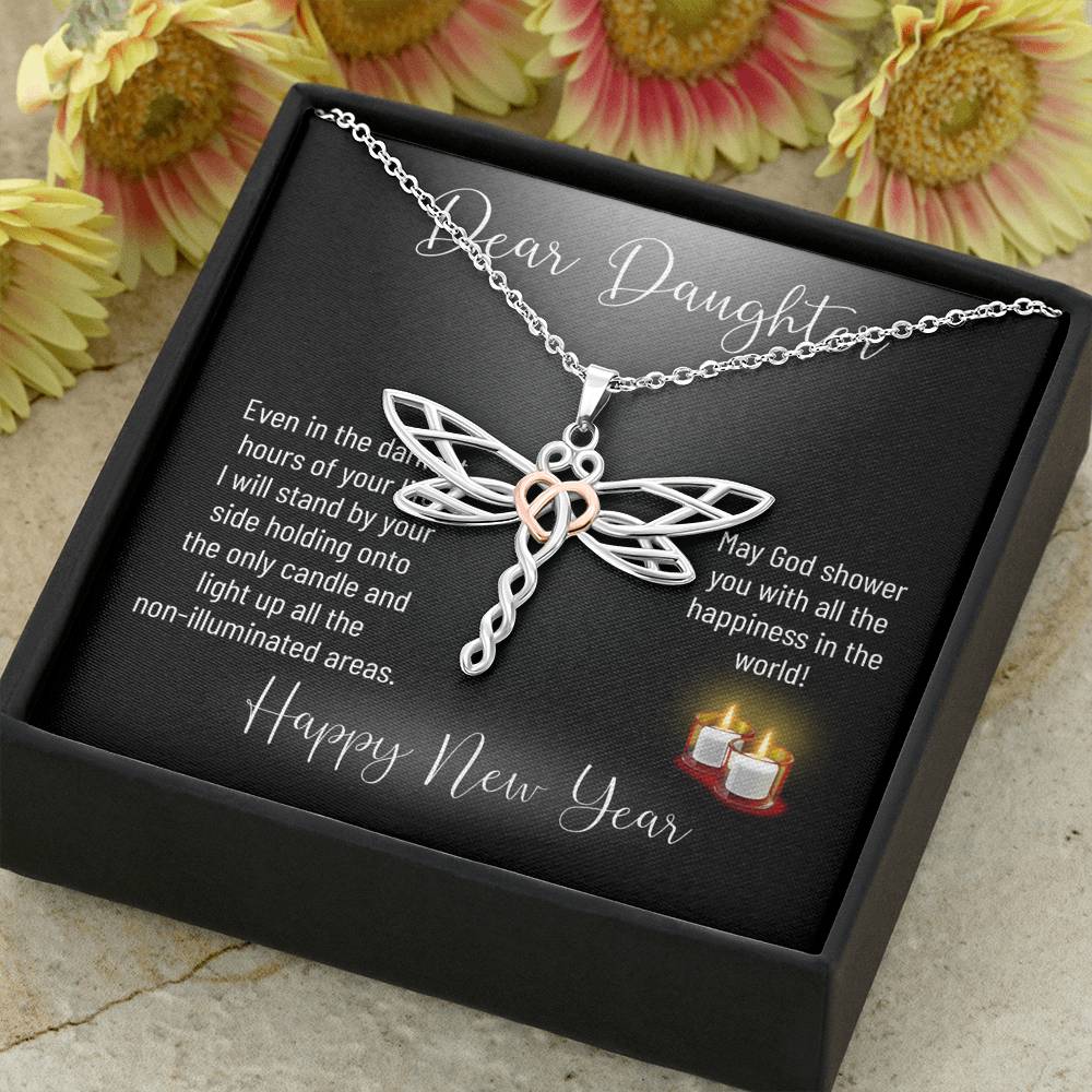 Personalized Gift Daughter Necklace for Her Valentines Birthday Gift Dragonfly Dream Necklace for Women with Message Card