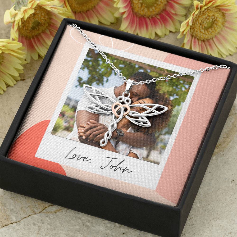 Personalized Gift Boyfriend Necklace for Her Valentines Birthday Gift Dragonfly Dream Necklace for Women with Message Card