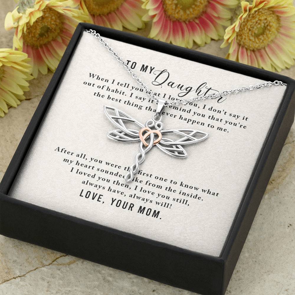 Personalized To my Daughter Necklace for Her Valentines Birthday Gift Dragonfly Dream Necklace for Women with Message Card