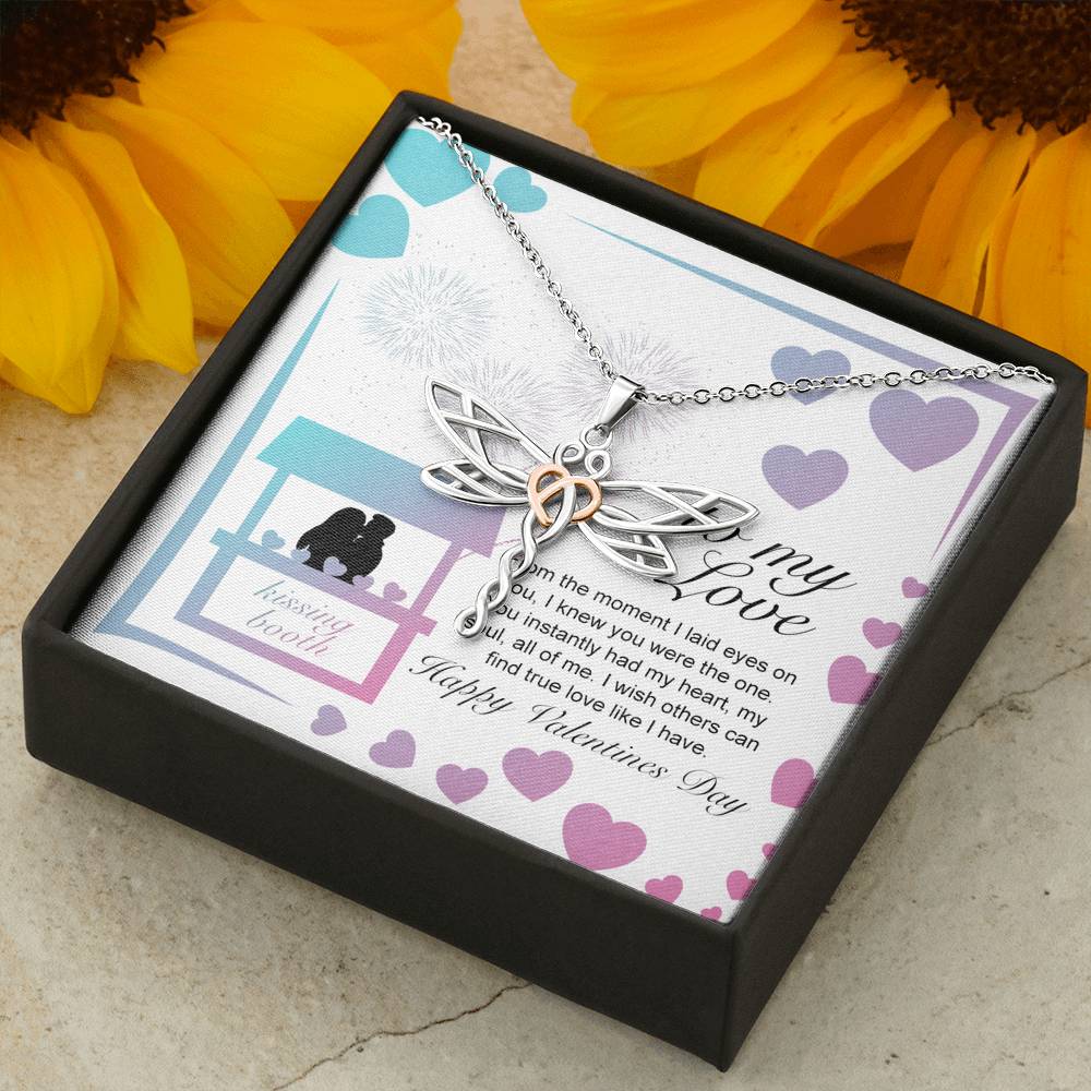 Personalized Wife Girlfriend Necklace for Her Valentines Birthday Anniversary Gift Dragonfly Hearts Necklace for Women with Message Card