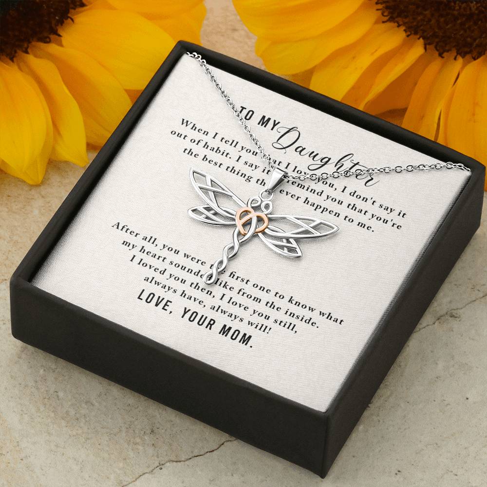 Personalized To my Daughter Necklace for Her Valentines Birthday Gift Dragonfly Dream Necklace for Women with Message Card