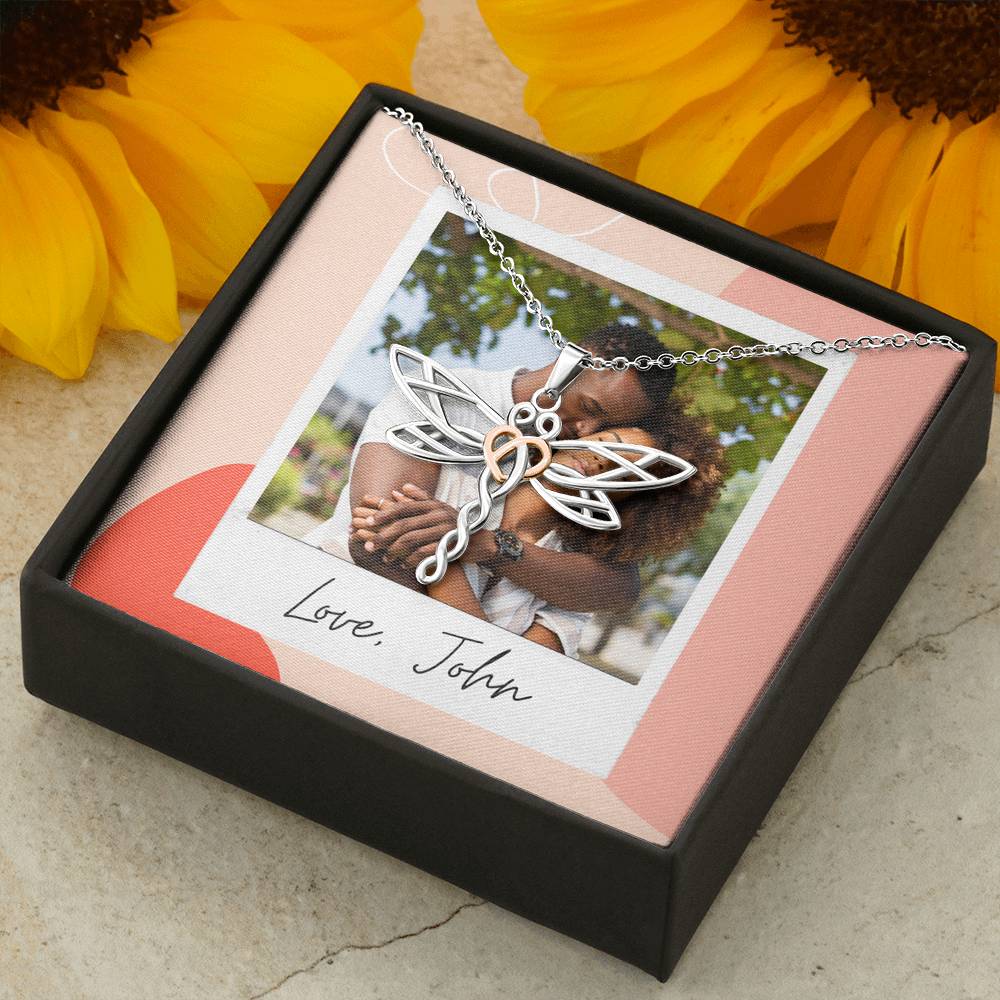 Personalized Gift Boyfriend Necklace for Her Valentines Birthday Gift Dragonfly Dream Necklace for Women with Message Card