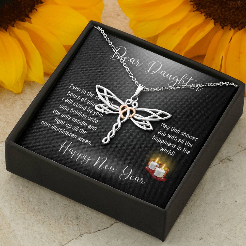 Personalized Gift Daughter Necklace for Her Valentines Birthday Gift Dragonfly Dream Necklace for Women with Message Card