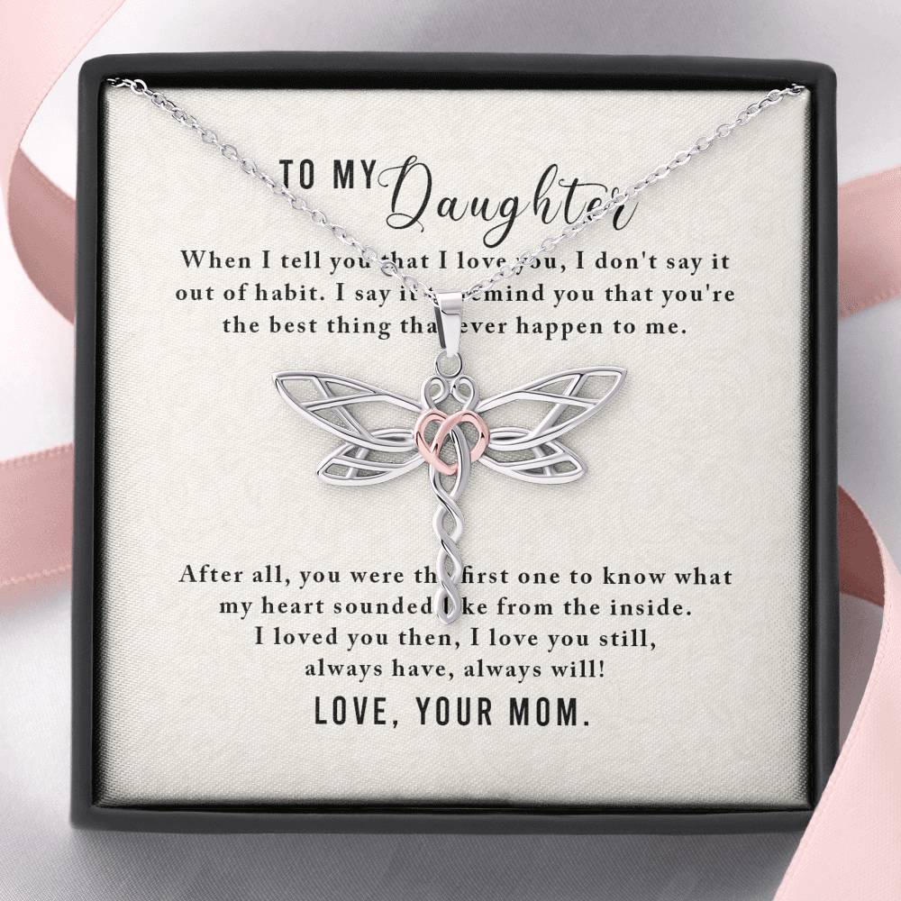 Personalized To my Daughter Necklace for Her Valentines Birthday Gift Dragonfly Dream Necklace for Women with Message Card
