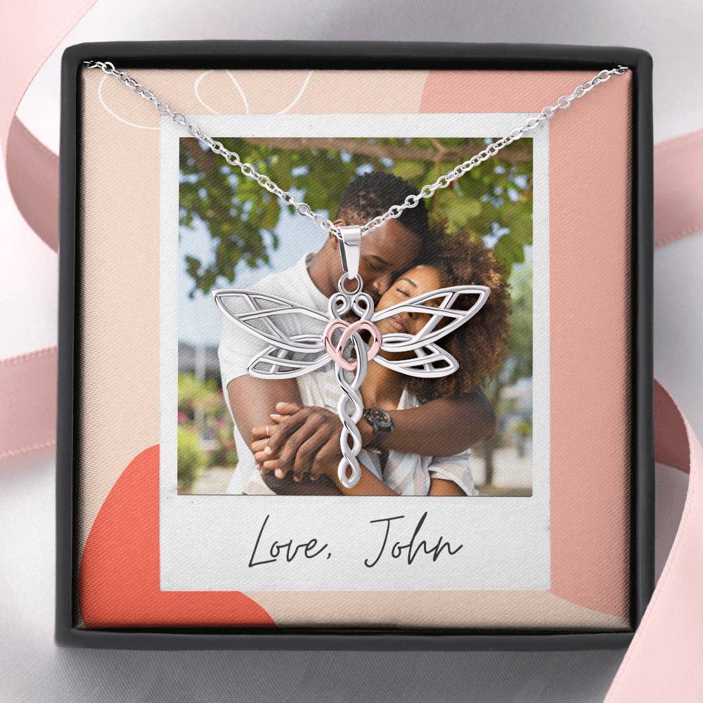 Personalized Gift Boyfriend Necklace for Her Valentines Birthday Gift Dragonfly Dream Necklace for Women with Message Card