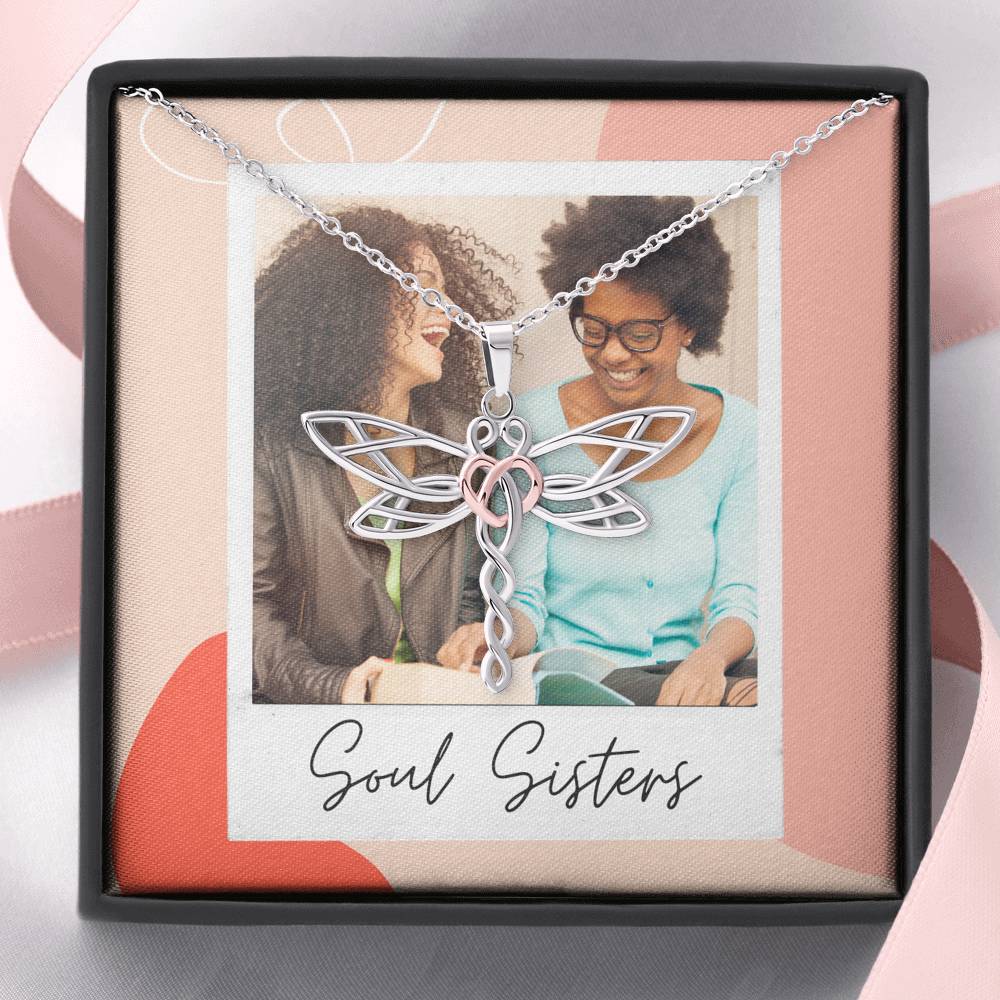 Personalized Gift Sister Necklace for Her Valentines Birthday Gift Dragonfly Dreams Necklaces for Women with Message Card