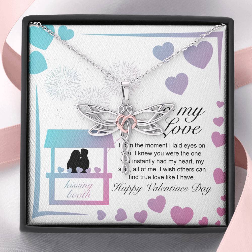 Personalized Wife Girlfriend Necklace for Her Valentines Birthday Anniversary Gift Dragonfly Hearts Necklace for Women with Message Card