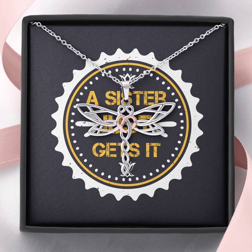Personalized Gift Sister Necklace for Her Valentines Birthday Gift Dragonfly Dream Necklace for Women with Message Card