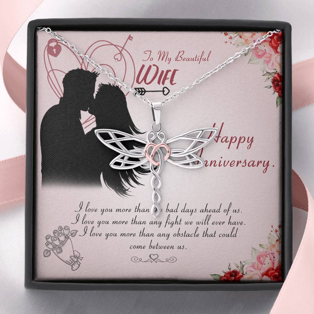 Dragonfly Dreams Necklace for Wife Personalized Birthday Gift for Her Valentines Anniversary Gifts To My Wife Necklace with message card from Husband Necklaces for Women