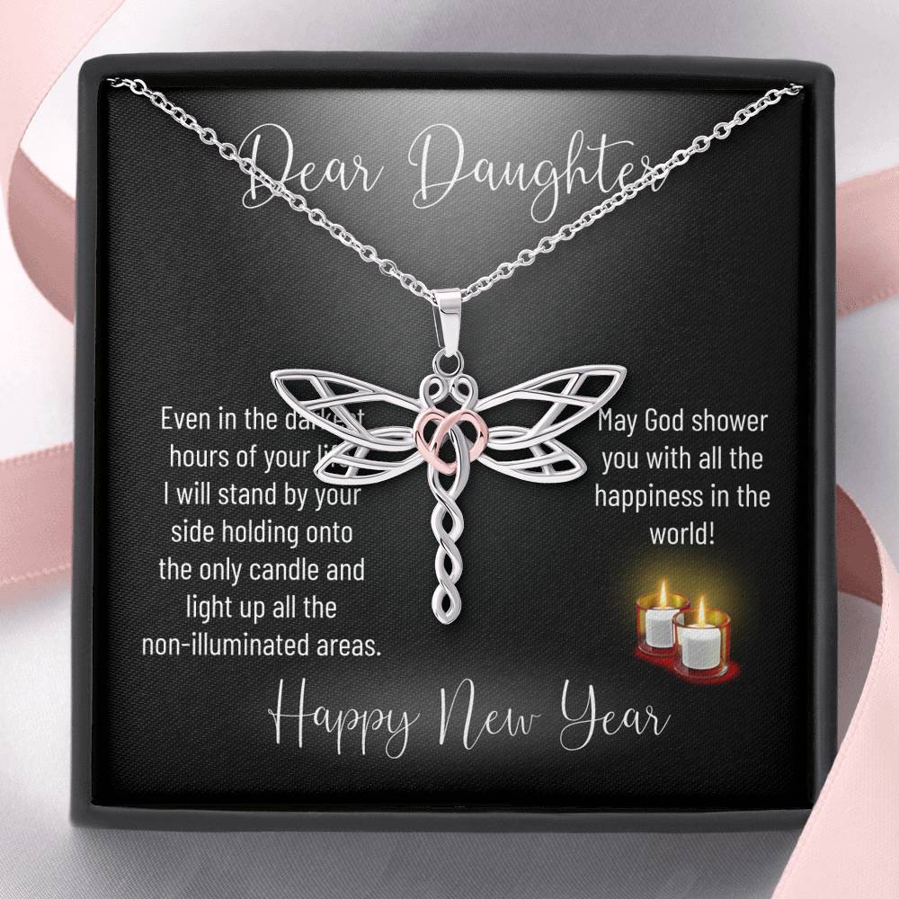 Personalized Gift Daughter Necklace for Her Valentines Birthday Gift Dragonfly Dream Necklace for Women with Message Card
