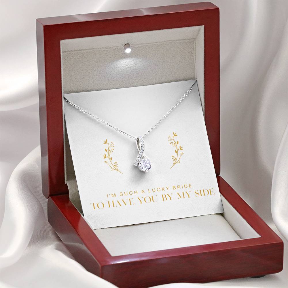 Personalized Necklace Gift To My Friend Petite Ribbon Pendent From Bride On Wedding