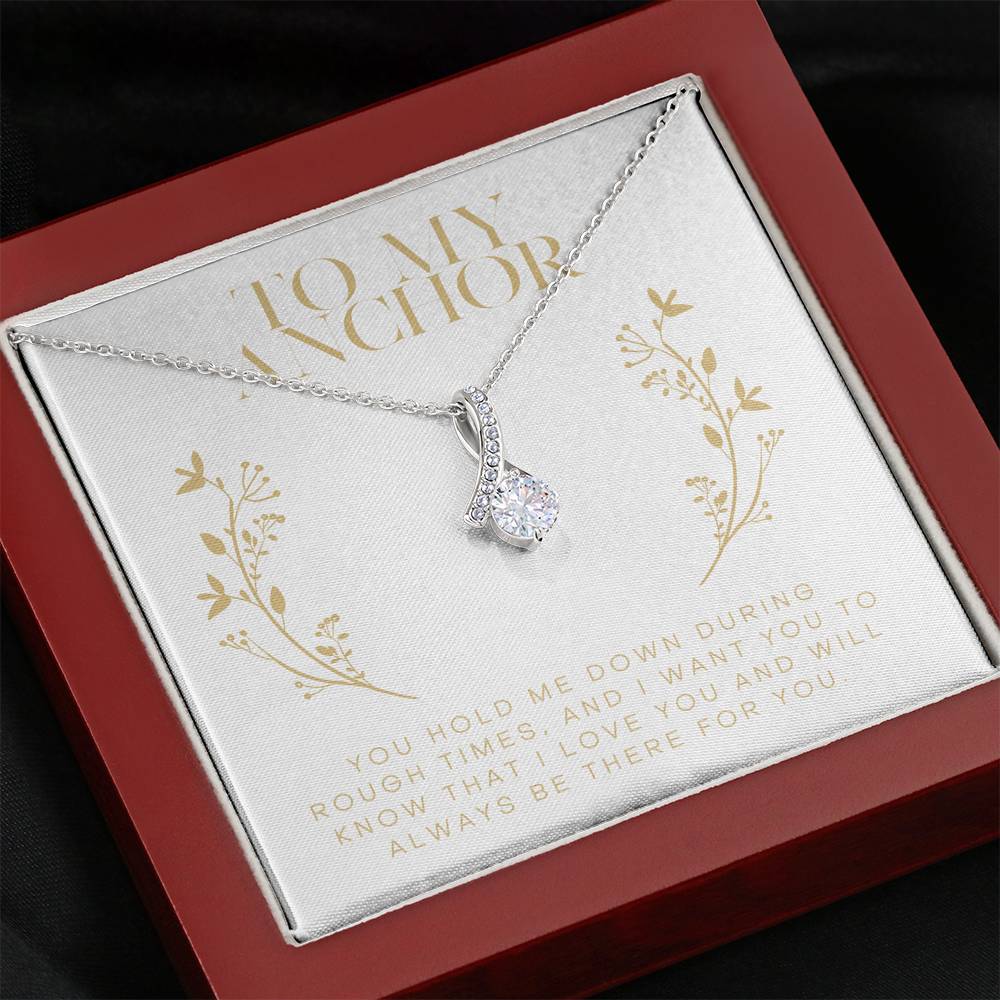 Mother's Day Necklace Gift For Mom Petite Ribbon Pendent From Daughter Son