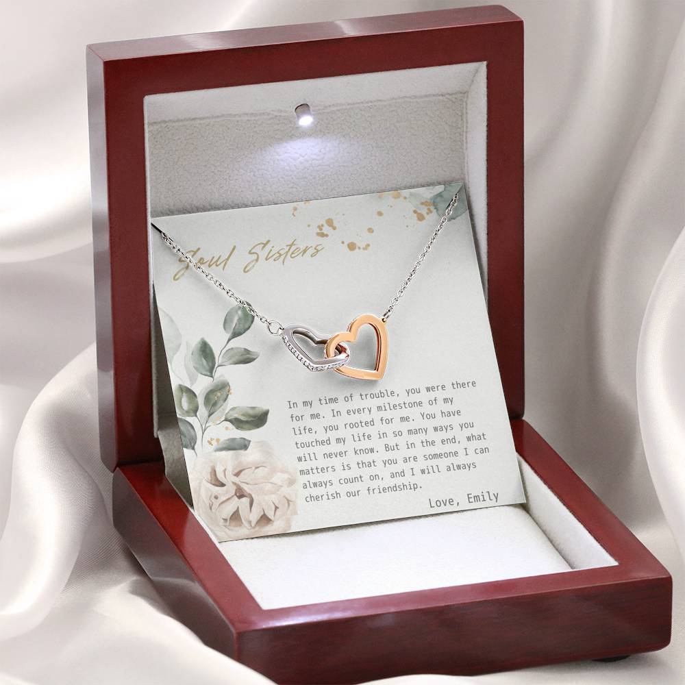 Personalized Gift For Women Birthday Wedding Engagement Gift Interlocked Heart Pendent Gift To My Soul Sister