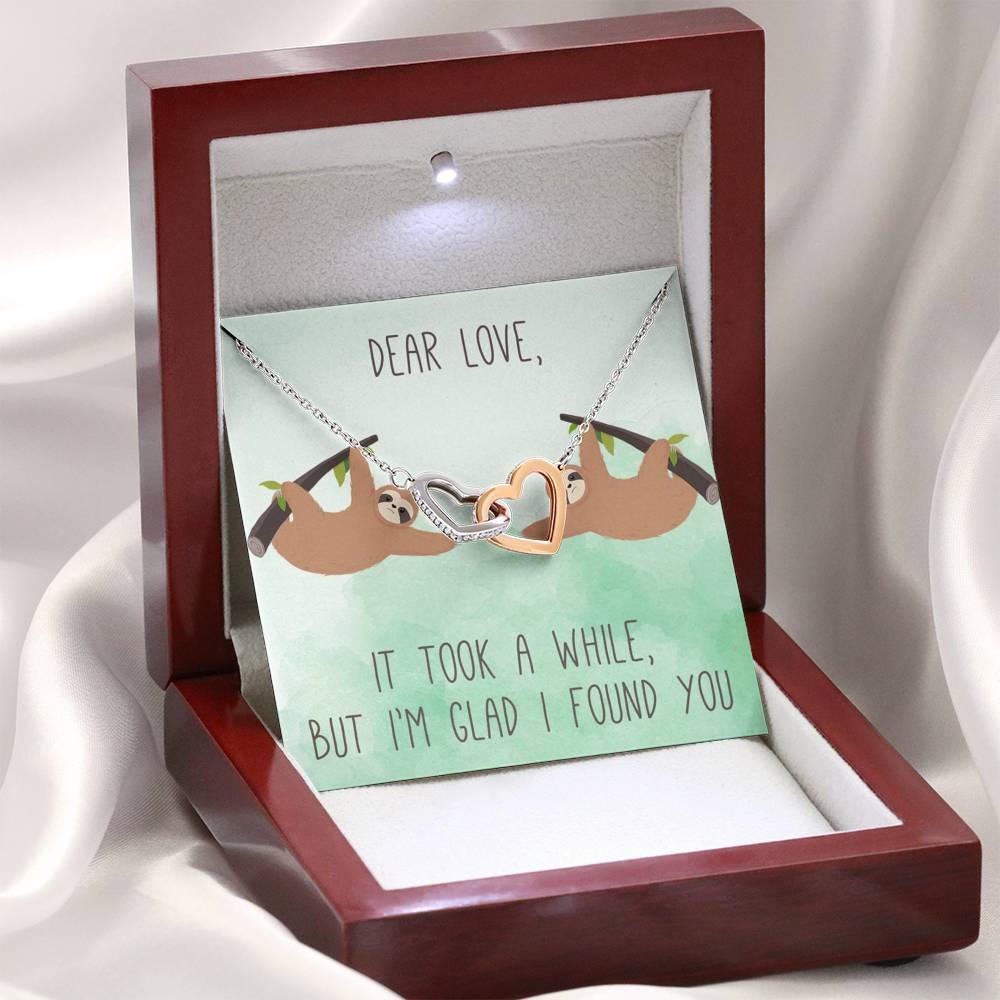 Personalized To my Wife Necklace for Her Valentines Birthday Anniversary Gift Interlocking Hearts Necklace for Women with Message Card