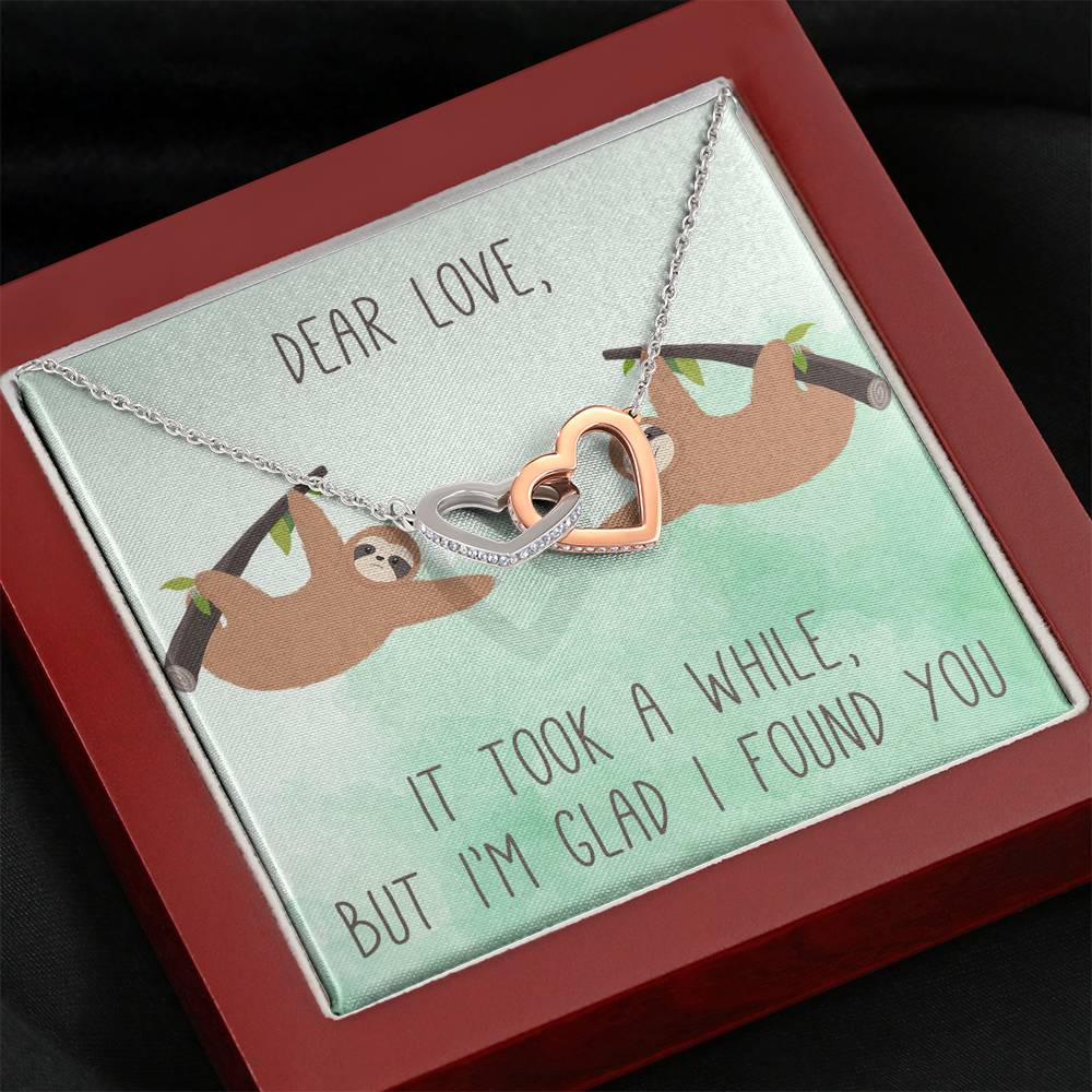 Personalized To my Wife Necklace for Her Valentines Birthday Anniversary Gift Interlocking Hearts Necklace for Women with Message Card