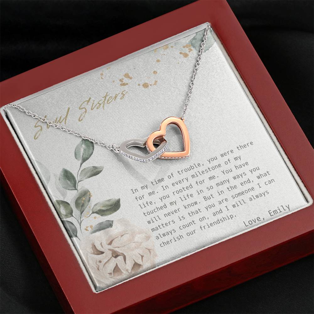 Personalized Gift For Women Birthday Wedding Engagement Gift Interlocked Heart Pendent Gift To My Soul Sister