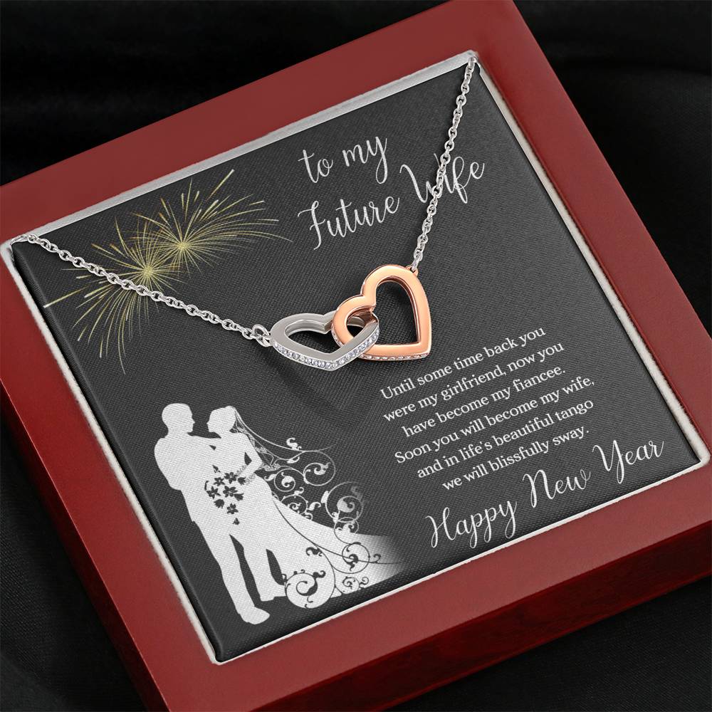 To My Future Wife Necklace for Women Personalized Birthday Anniversary Valentines Engagement Gift Interlocking Hearts Necklace with Message Card from Husband Silver Jewelry for Women