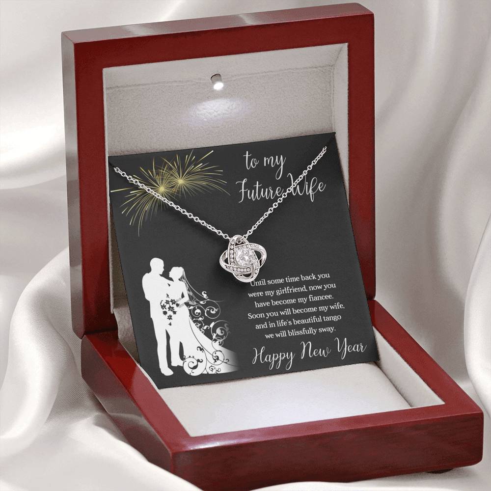 To My Future Wife Necklace for Women Personalized Birthday Anniversary Valentines Engagement Gift Love Knot Necklace with Message Card from Husband Silver Jewelry for Women