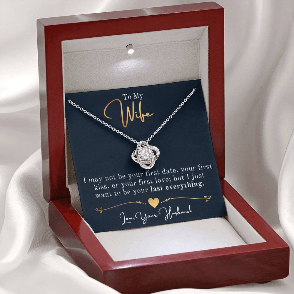 Personalized Necklace, Love Knot Necklace, Valentine Day Gift for Her, Pendant Necklace Wife, Gift for Girlfriend, Personalized Message Card