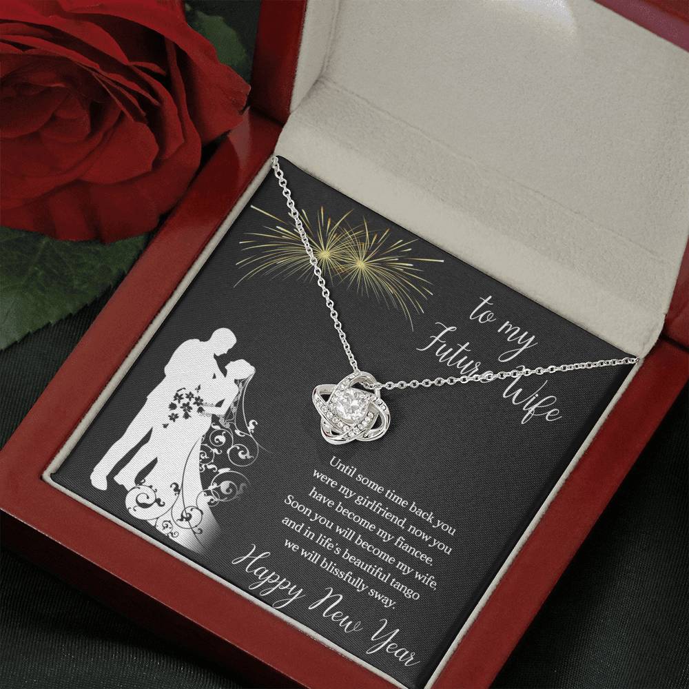 To My Future Wife Necklace for Women Personalized Birthday Anniversary Valentines Engagement Gift Love Knot Necklace with Message Card from Husband Silver Jewelry for Women