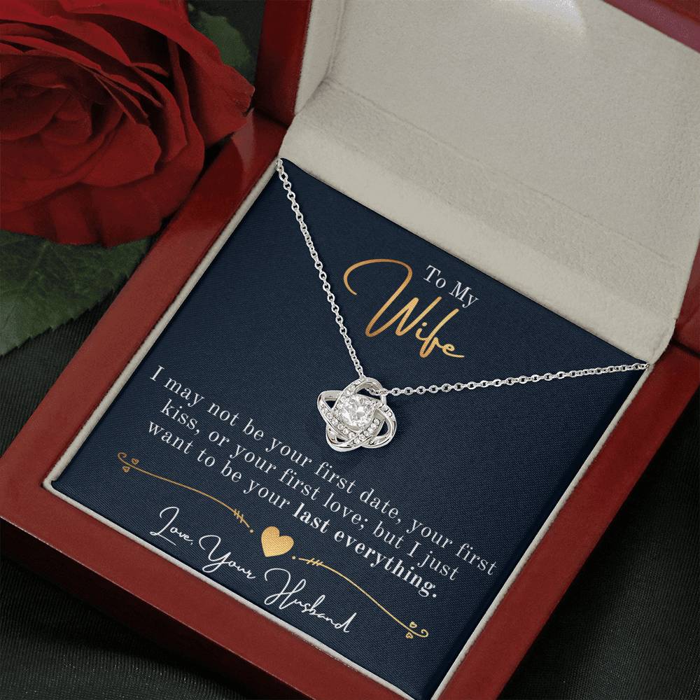 Personalized Necklace, Love Knot Necklace, Valentine Day Gift for Her, Pendant Necklace Wife, Gift for Girlfriend, Personalized Message Card