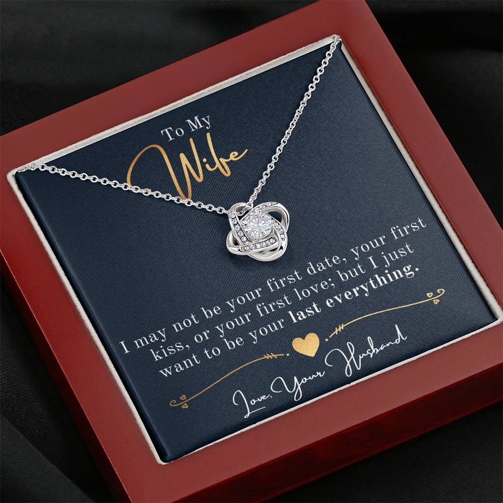 Personalized Necklace, Love Knot Necklace, Valentine Day Gift for Her, Pendant Necklace Wife, Gift for Girlfriend, Personalized Message Card